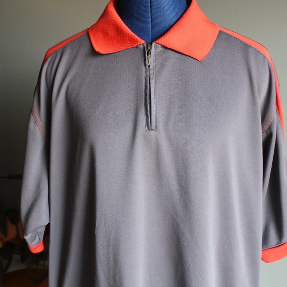 Blue/Red Short Sleeve Zip Polo Shirt ~L~ - Picture 2 of 10